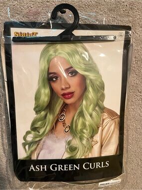Ash Green Curls Wig - Women Hair new